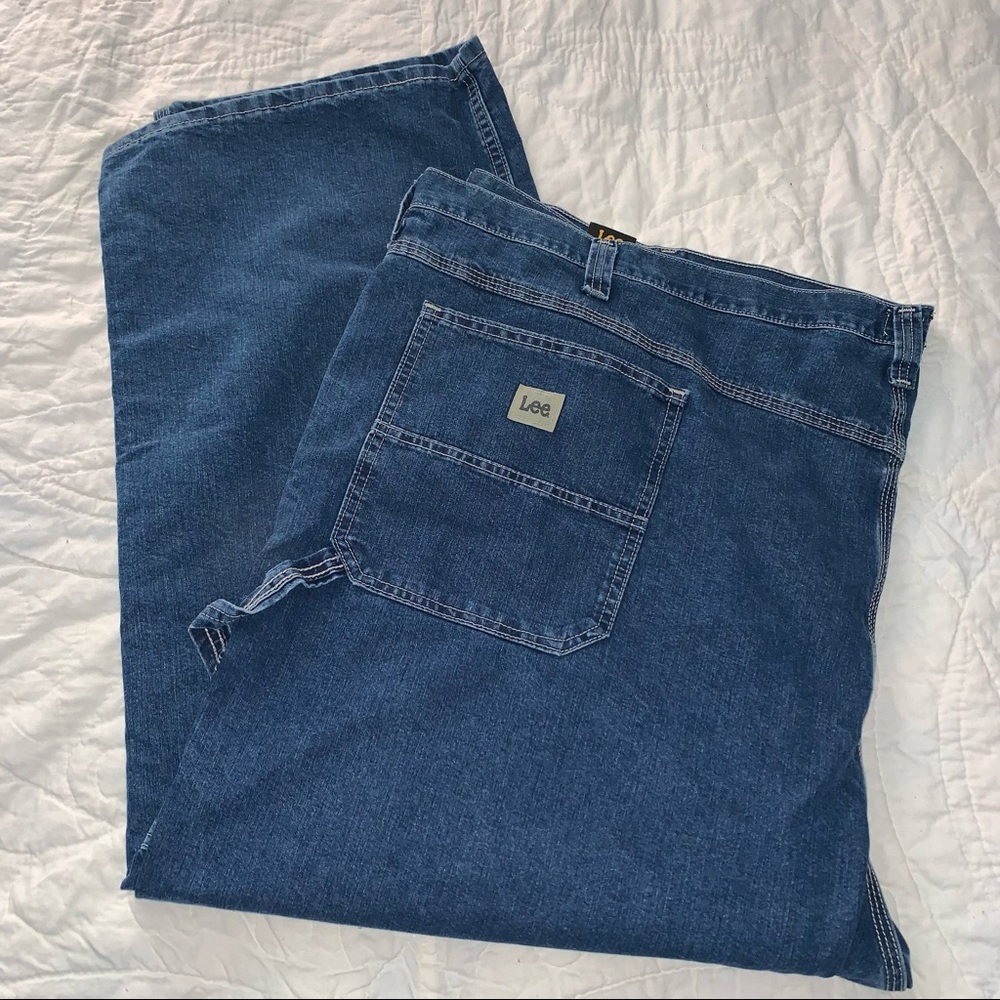 Big Men’s 60 x 30 LEE CARPENTER LOOSE FIT STRAIGHT LEG Original Blue Stone Jeans - Picture 4 of 10